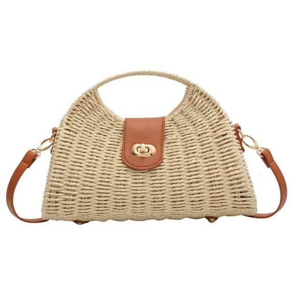 Straw Crossbody Bag Handwoven Rattan Tote Bags Straw Top Handle :^) - Picture 1 of 7